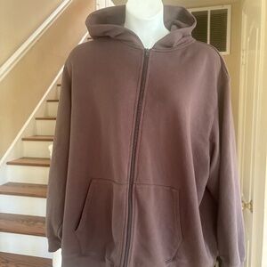 NWT Skims Brown Zip French Terry Oversized Hoodie Sweatshirt 100% Cotton 3X